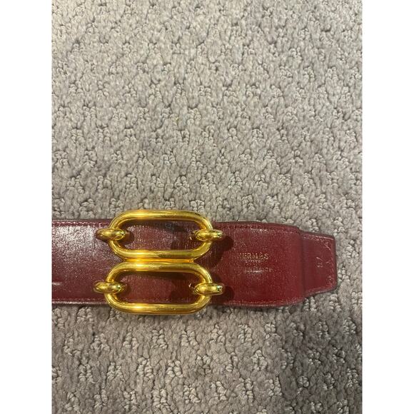 Hermès VINTAGE REVERSIBLE HERMES BELT 32MM BOX T LEATHER ANCHOR CHAIN BELT